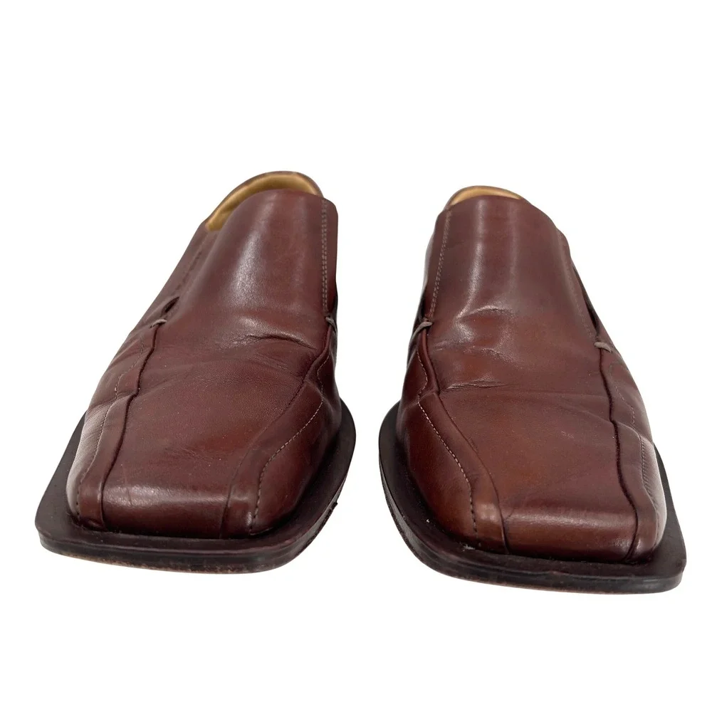 Ferracini Mens 7 Brown Leather Shoes Square Toe Beatnik Revival Retrocore Brazil